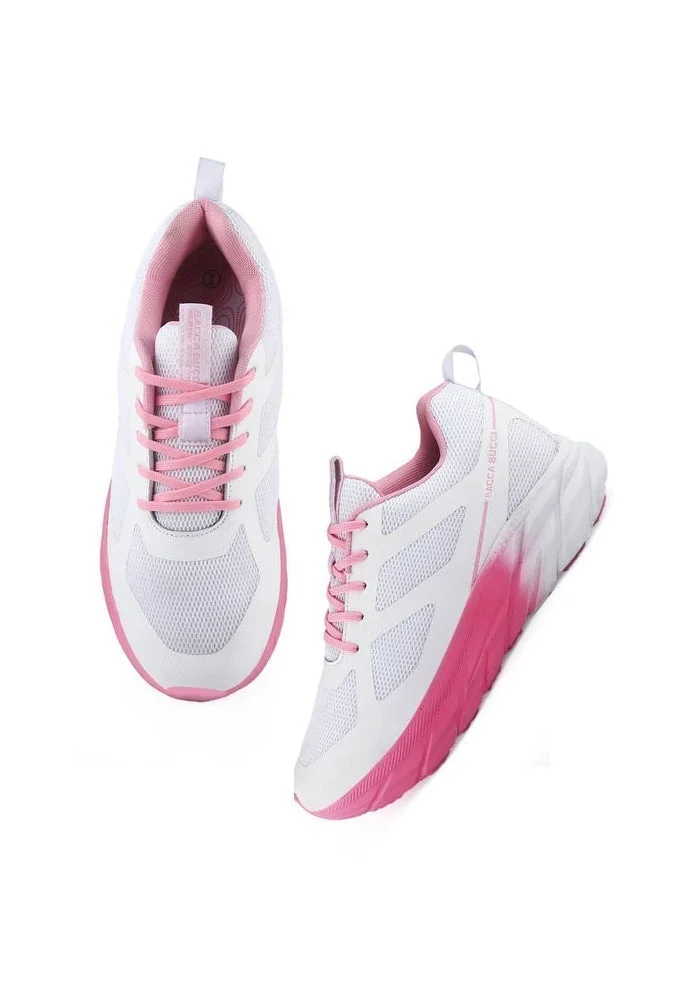 باكا بوتشي حذاء جري نسائي سبورت ميستيك دانتيل شبكي وردي